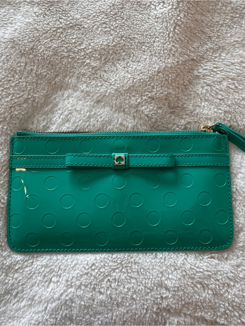 kate spade Teal Zip Pouch with Gold Hardware